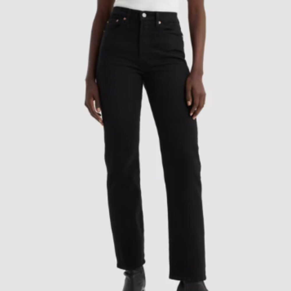 High-Rise Wedgie Straight Cropped Jeans | Black | NWT